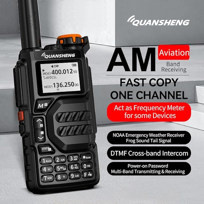 Quansheng UVK5 Walkie Talkie, VHF/UHF/FM/DTMF 200CH, 2 Way Radio NOAA Weather Forecast, Flash Copy Frequency, Type-C Connector, Air Band Radio(RX), Handheld Portable Radio for Hiking Camping Travel