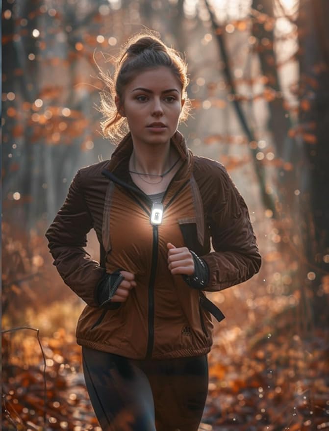 Yls 2 Pack Clip On Running Light - 5 Lighting Modes LED Flashlight, Portable Weatherproof Hat Light, Rechargeable Night Light for Camping, Hiking, Jogging