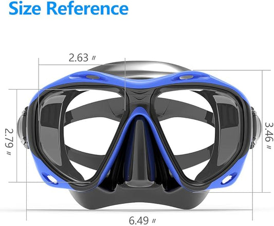 COPOZZ Adult Scuba Mask, Dive Mask Anti Fog Snorkeling Scuba Diving Glasses, Great Seal Free Diving Tempered Glass Mask Goggles