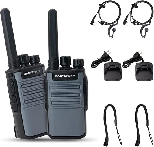 Walkie Talkies Rechargeable Long Range Two-Way Radios with Earpieces, 2-Way Radios UHF Handheld Walky Talky with Flashlight, Li-ion Battery and Charger (2 Pack)