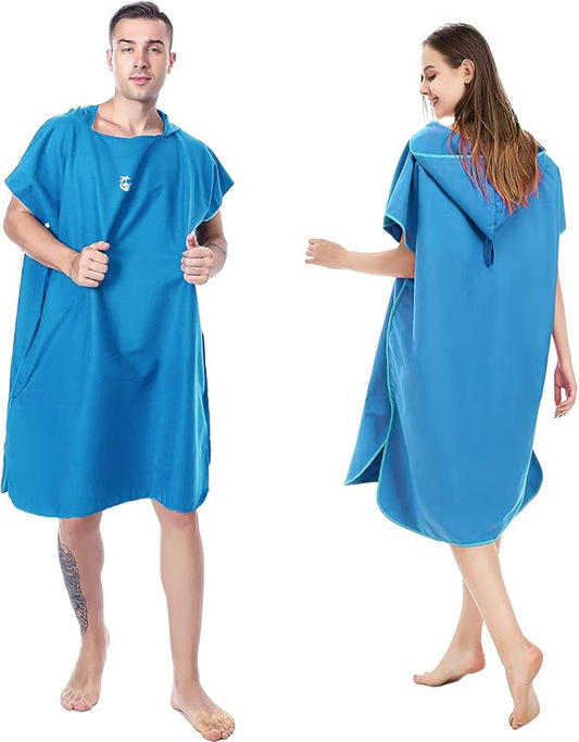 Surf Poncho Changing Robe Towel with Box, Microfiber Women Men Changing Ponchos Surfer Robe for Surfing, Swim, Beach as Gifts（One Size Fit All）