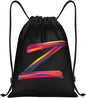 Drawstring Bags Initial Drawstring Backpack Sackpack Black Draw String Cinch Bags for Sports, Gym, Travel, Swimming, Beach, Camping, Rainbow Letter Z