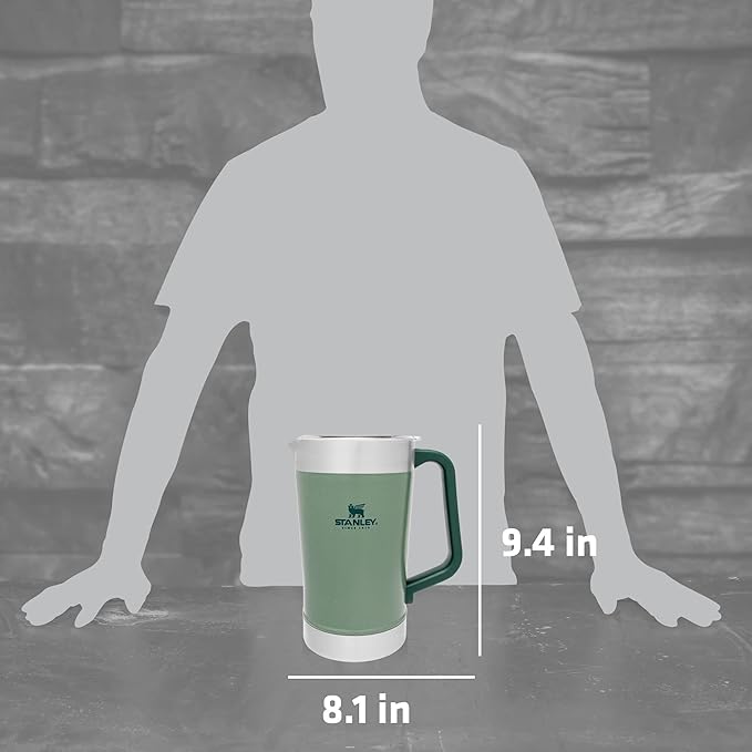 Stanley Stay-Chill Pitcher 64 oz | Cold Water, Beer, and Drink Pitcher with Lid | Large Capacity Durable Beverage Container with Handle | Insulated Stainless Steel | BPA-Free