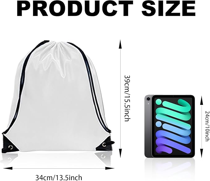 GoodtoU Drawstring Bags, Nylon Backpacks with Drawstring for Sport, Traveling, Team (White, 16Pcs)