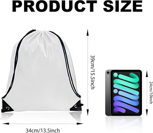 GoodtoU Drawstring Bags, Nylon Backpacks - Drawstring Gym Bags for Sport, Traveling, Team (White, 128Pcs)