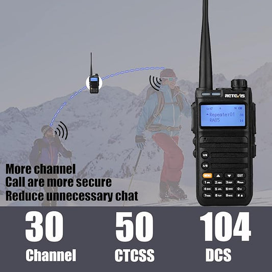 Retevis RA85 GMRS Radio, Long Range Walkie Talkies, High Power, USB-C, Rechargeable, Flashlight, NOAA, Two Way Radio for Outdoors Hiking Camping (1 Pack)