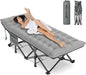 ZENPETIO Oversized XXL Folding Camping Cot, Heavy Duty Sleeping Cot for Adults with Mattress and Pillow, Portable Cot Bed with Carry Bag for Outdoor Camp Travel Home Guest Office, 78x32x18