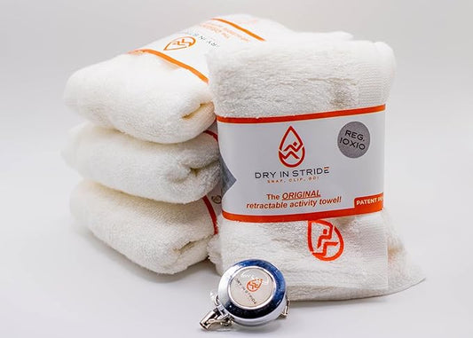 Clippable & Retractable Towels are Perfect for Exercise, Golf, Hiking, Automotive, Fishing, Sports, Yard Work & More (White, 10x10 inch (Regular))