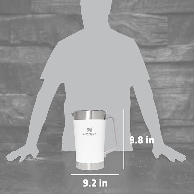 Stanley Stay-Chill Pitcher 64 oz | Cold Water, Beer, and Drink Pitcher with Lid | Large Capacity Durable Beverage Container with Handle | Insulated Stainless Steel | BPA-Free