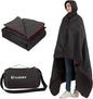 C-LIGHT Outdoor Hoodie Blanket - Stadium Blankets Waterproof Windproof 79’‘x59’‘ - Emergency Blanket for Rain&Cold Weather - Perfect for Picnic, Camping, Outdoor Sports Event, Stadium, Beach (Black)