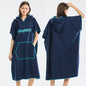 Microfiber Surf Poncho Changing Towel Robe with Changing Mat, Quick Dry Hooded Towel Poncho with Pocket for Beach, Pool, Swim, Wetsuit Changing (Navy)