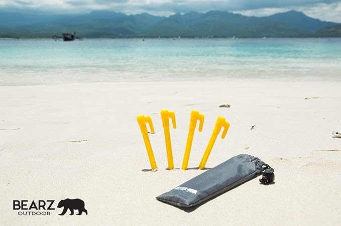 Stakes with Anchor - Tarp Stakes Sand Stakes, Small Plastic Stakes Tent Pegs Camping Stakes for Beach, Plastic Tent Stakes, Tent Spikes, 5.9in Pack of 4