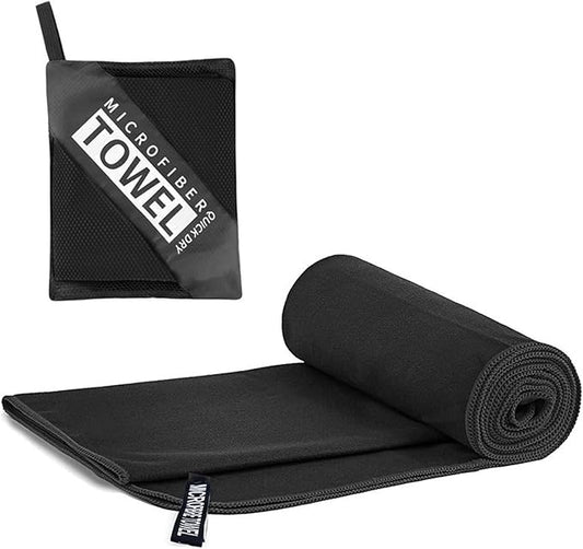 Quick Dry Towel Beach Swim Bath Towel Super Absorbent Microfiber Fast Drying Towels Lightweight for Travel Sports Camping Hiking Backpacking Gym Swimming Yoga (Black, 15.75 "* 31.5")