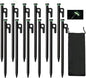 Tent Stakes, 12Pcs 10in Heavy Duty Forged Steel Tent Stakes +Storage Pouch, Metal Tent Stakes, Metal Stakes for Tent Used on Rocks, Snowfield, Dessert, Stormy Weather (12Pcs 10in Tent Stakes)