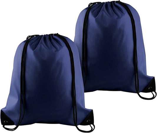 KUUQA 2 Pcs Navy Blue Drawstring Backpack Drawstring Bag Bulk Sports Cinch Bags String Backpack Storage Bags for Gym Traveling
