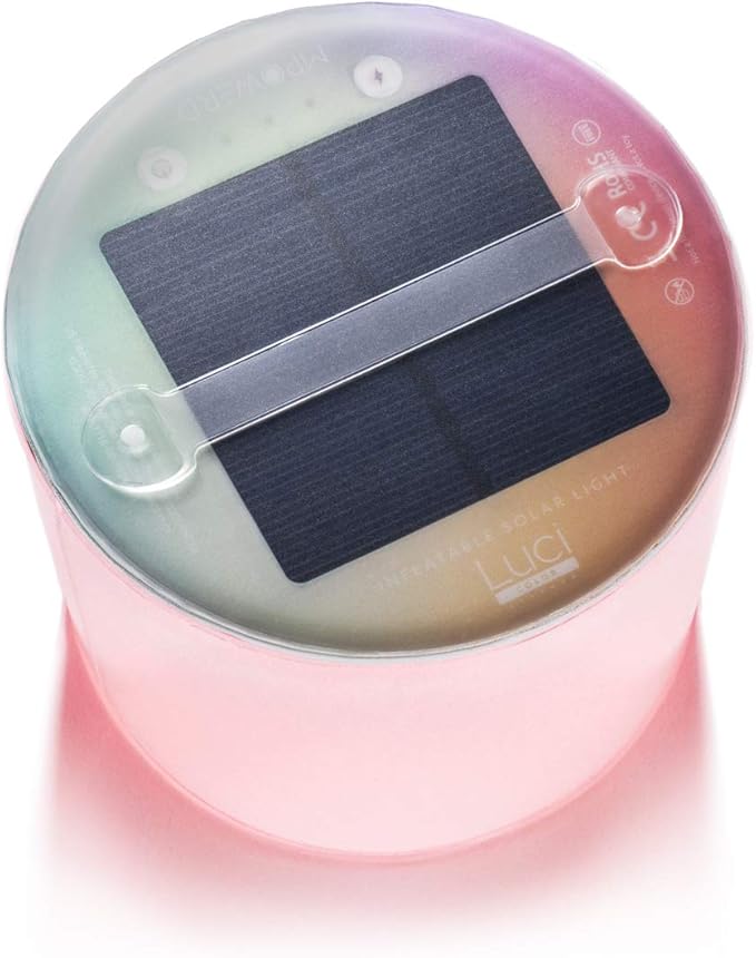 MPOWERD Luci Color Essence: Solar Inflatable Lantern with 8 Pastel Color Options, 15 Lumens LEDs, Matte Finish, Lasts Up to 6 hrs, Rechargeable via Solar, Waterproof, Indoor/Outdoor Decorating
