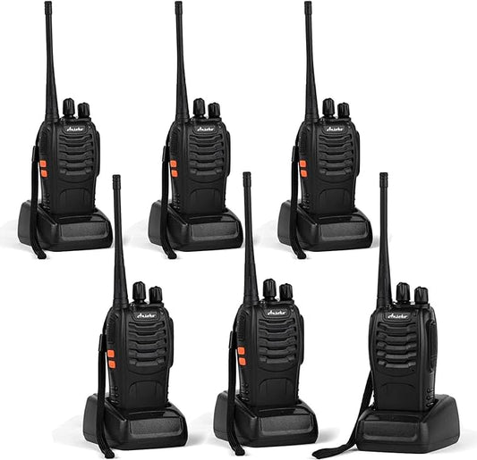 Two Way Radio Walkie Talkie, Long Range Walkie Talkies for Adults 16-CH 2-Way Radio with Earpieces and Rechargeable Battery (Pack of 6)