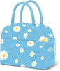 Lunch Bag Lunch Box for Women Men Reusable Insulated Lunch Tote Bag,Food Handbags Case High Capacity for Travel Work Picnic,Sky Blue Daisy