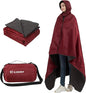 C-LIGHT Outdoor Hooded Blanket, Wearable Stadium Blankets Waterproof Windproof, Emergency Warm Blanket for Rain&Cold Weather - Perfect for Picnic, Camping, Outdoor Sports, Stadium,Beach (WineRed)