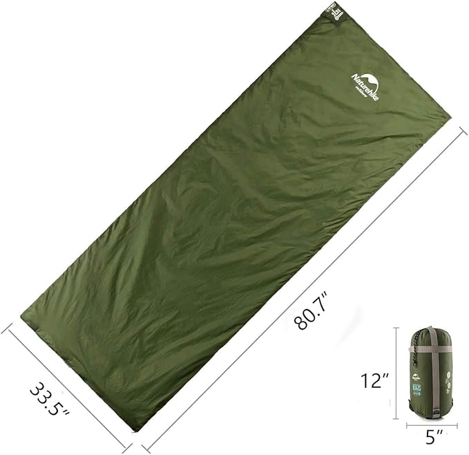 Naturehike Lightweight Sleeping Bag - Compact, Ultralight, Envelope Backpacking Bag - Portable, Waterproof, Comfortable With Compression Sack for 3 Season Camping, Traveling, Hiking