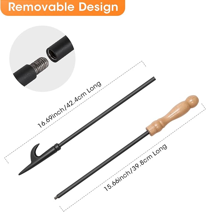 Fire Poker for Fire Pit, 32 inch Fireplace Poker Premium Solid Steel Fire Pit Poker Campfire Poker for Fireplace Camping Wood Stove Indoor and Outdoor - Rust Resistant Black Finish