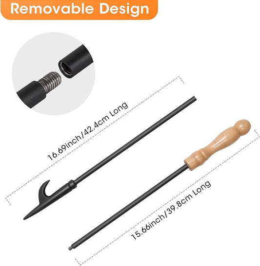 Fire Poker for Fire Pit, 32 inch Fireplace Poker Premium Solid Steel Fire Pit Poker Campfire Poker for Fireplace Camping Wood Stove Indoor and Outdoor - Rust Resistant Black Finish