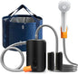 Portable Outdoor Shower, 4400 mAh Removable Rechargeable Battery, with LED Light, Battery Powered Shower Pump+Collapsible Bucket, Suitable for Hiking/Backpacking, Camping, Travel, Beach, Pet