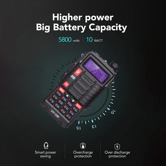 BAOFENG Radio UV-10R Tri-Power 7W/5W/1W High/Mid/Low Power Two Way Radio Handheld Long Range Walkie Talkie for Adults with USB Cable