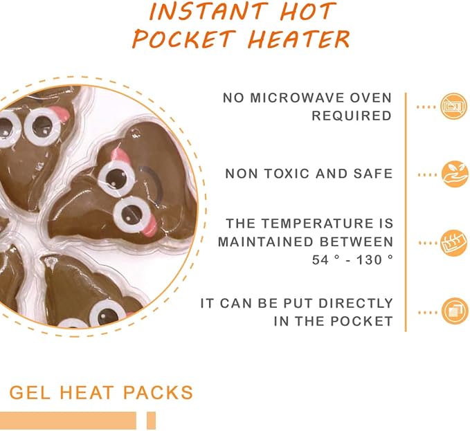 Snap Heat Pack, Reusable Pocket Hand Warmers, Hand Warmers Click, Pouch Gel Hand Warmers Cute Long Lasting Warmth for Outdoor, Camping, Hiking (4)