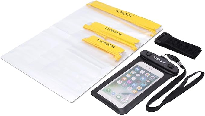 Waterproof Bags, Water Tight Cases Pouch Dry Bags + Waterproof Phone Pouch with Armband for Camera Mobile Phone Maps Pouch Document Holder Kayak Military Boat- 4 Piece Set