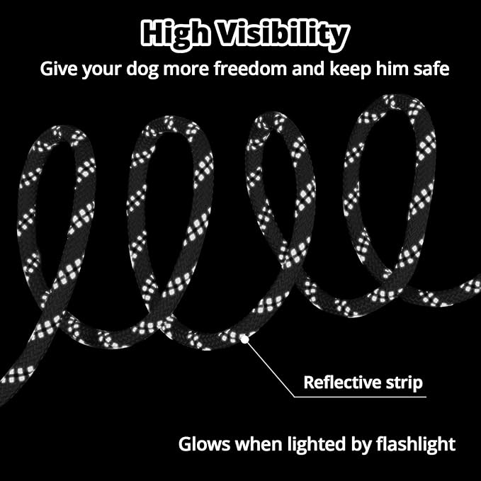 Dog Tie Out Cable for Camping - 50ft/70ft/100ft Portable Reflective Overhead Trolley System for Dogs up to 300lbs - Dog Lead for Yard Camping | Parks | Outdoor Events(Black)