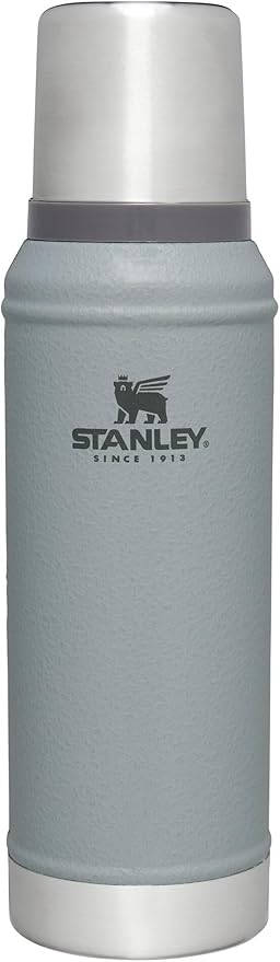 Stanley Classic Legendary Vacuum Bottle 1.0 qt | Wide Mouth with Leakproof Cup Lid | Keep Drinks Hot or Cold | Packable for Travel | Insulated Stainless Steel Thermos | BPA-Free | Hammertone Silver