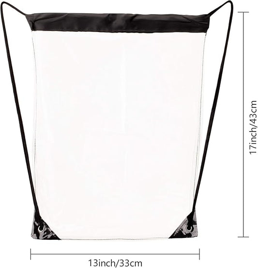 HAOGUAGUA 2 Pieces Clear Drawstring Bags, Waterproof Small Clear Bag for Stadium Colleges Sport Event Work Concert Security Approved