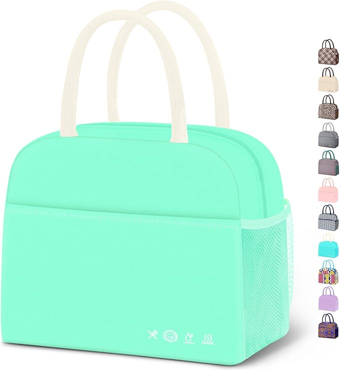 Lunch Bag Women, Lunch Box for Women Men Reusable Insulated Lunch Tote Bag,Food Handbags Case High Capacity for Travel Work Picnic Beach,Mint Green