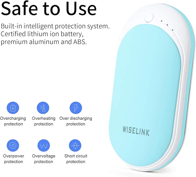 Rechargeable Hand Warmer, 5200mAh Electric Hand Warmers Reusable, Portable USB Power Bank, Double-Sided Quick Heating Handwarmer for Hunting, Golf, Camping, Skiing, Winter Gift for Women, Men