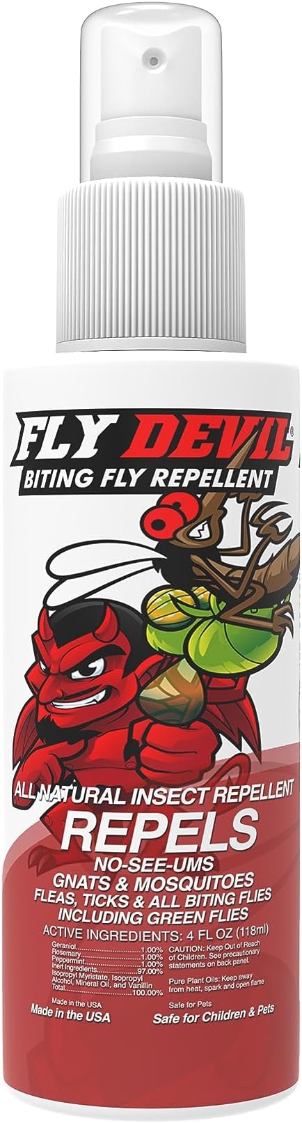 All Natural Biting Fly Spray Insect Repellent for Mosquitoes, Gnats, No-See-Ums, Green Flies, Fleas, Ticks and All Biting Flies - No Deet Formula - Made in USA