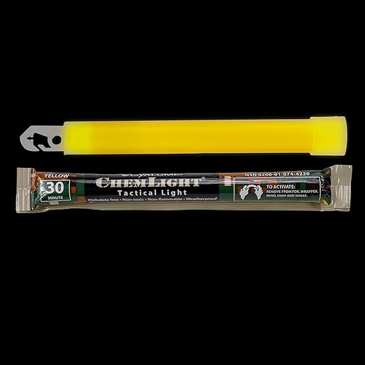 Cyalume - 9-42300 ChemLight Military Grade Chemical Light Sticks – 30 Minute Duration Light Sticks Provide Intense Light, Ideal as Emergency or Safety Lights and Much More, Standard Issue for U.S. Military Personnel – Yellow, 6” Long (Pack of 10)