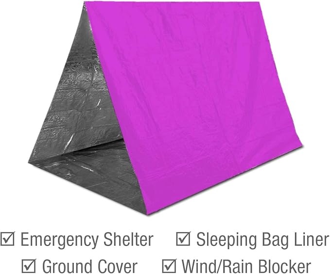 Swiss Safe Emergency Mylar Thermal Blankets + Bonus Space Blanket - Compact & Insulated for Cold Weather - Designed for NASA, Outdoor Camping, Survival, First Aid Car Kit - Pink, 4 Pack