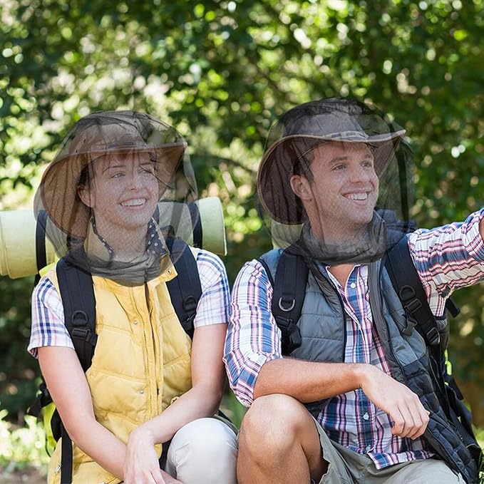 PHOGARY 4 Pack Mosquito Head Net Mesh Protective Cover, Soft Durable Heavy-Duty Fly Gnats Screen Protection for Any Outdoor Lover, Hat Net mesh with Carry Bag