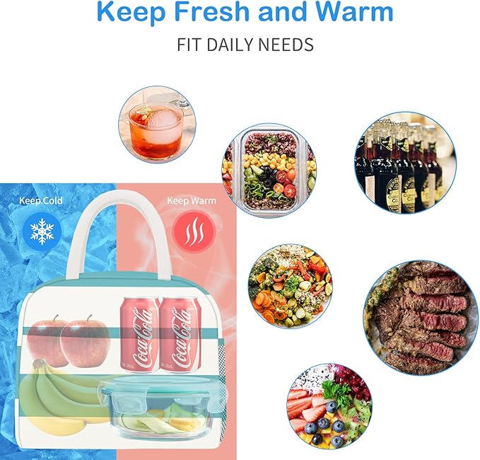 Lunch Bag Lunch Box for Women Men Reusable Insulated Lunch Tote Bag, Food Handbags Case High Capacity for Travel Work Picnic