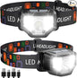Headlamp Rechargeable 2PCS, 1200 Lumen Super Bright LED Flashlight with Motion Sensor for Adults and Kids- Camping Accessories Gear, Waterproof for Hiking, Running, Fishing, Cycling