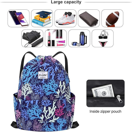 XEYOU Drawstring Sports Backpack Lightweight Gym Yoga Sackpack Shoulder Rucksack Casual Outdoor Daypack for Women and Men