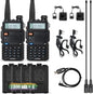 Ham Radio UV-5R 8W Radio 2 Pack, Long Range Handheld Ham Radio (UHF & VHF), UV5R Dual Band Two-Way Radio with Rechargeable 1800mAh Battery and Programming Cable