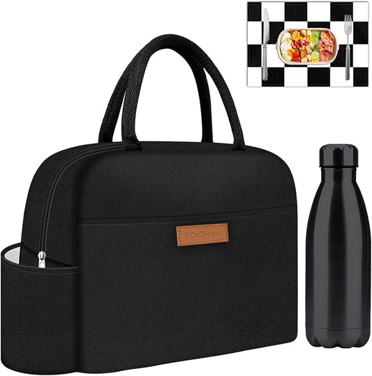 Cute Lunch Bag Women With Placemat and Water Bottle,Insulated Lunch Box for Women,Placemat Keep Clean and Hygienic Durable Leakproof Thermal High Capacity for Travel Picnic Insulated Lunch Bag
