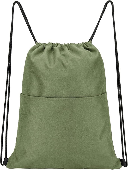 Vorspack Drawstring Backpack Water Resistant String Bag Sports Sackpack Gym Sack with Side Pocket for Men Women