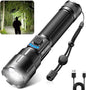 RECHOO Rechargeable Flashlights High Lumens, 10000 Lumens Tactical Flashlights, Super Bright LED Flashlight with 5 Mode & Zoomable, IP65 Waterproof Flash Light for Camping, Hiking, Emergency, Home