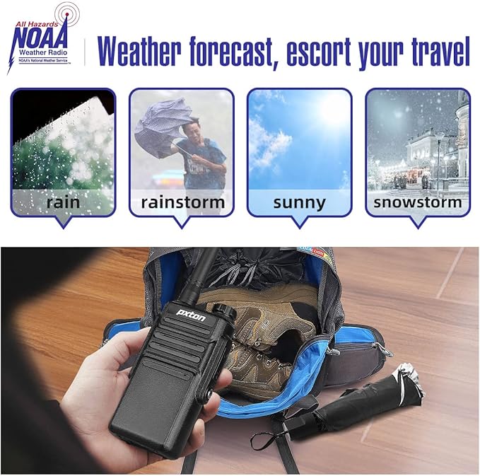 Waterproof walkie talkies Long Range for Adults, Work,and Outdoor with earpieces and Fast Charger Dock，Handheld Two Way Radio Rechargeable NOAA walkie Talkie (6 Pack)