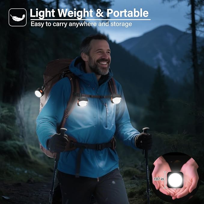 Rechargeable Camping Lights FLY2SKY 3Pcs Black Tent Lights Mini Flashlight Portable LED Camping Lantern Survival Gear Camping Accessories for Hiking Backpacking Fishing Hurricane Emergency Outage