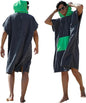 Rainleaf Surf Poncho Changing Towel Quick Dry Pool Swim Beach Towel with Hood and Front Pocket Warm and Soft Microfiber RobeTowel for Women and Men Gray Green Pocket