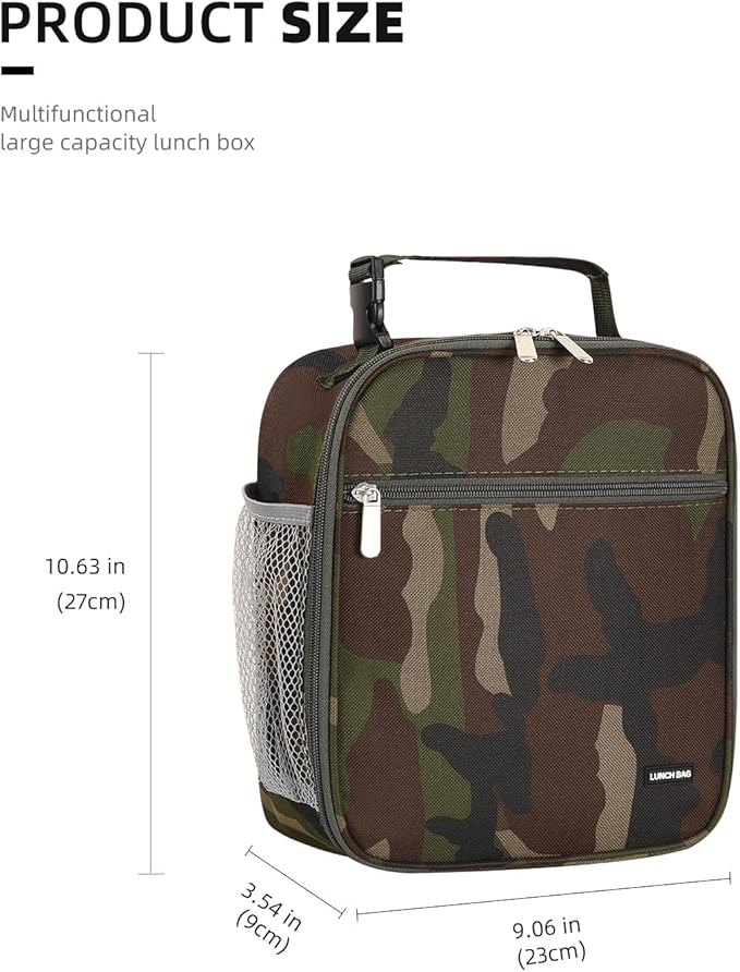 Lunch box Lunch bag for men women Insulated Lunchbox Lunch bags for Work Picnic Travel (Green camo)